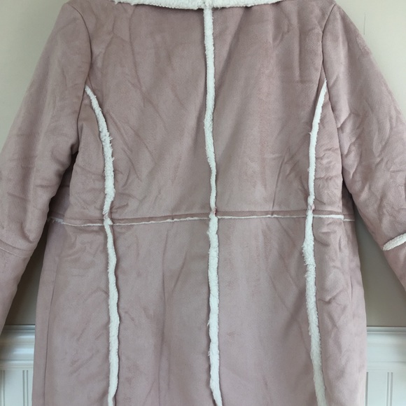 Blush Vegan Suede Shearling Coat - Picture 3 of 3